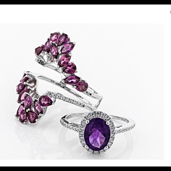 🍇African Amethyst Rhodium/925 Ring& AmethystGuard - Picture 8 of 12